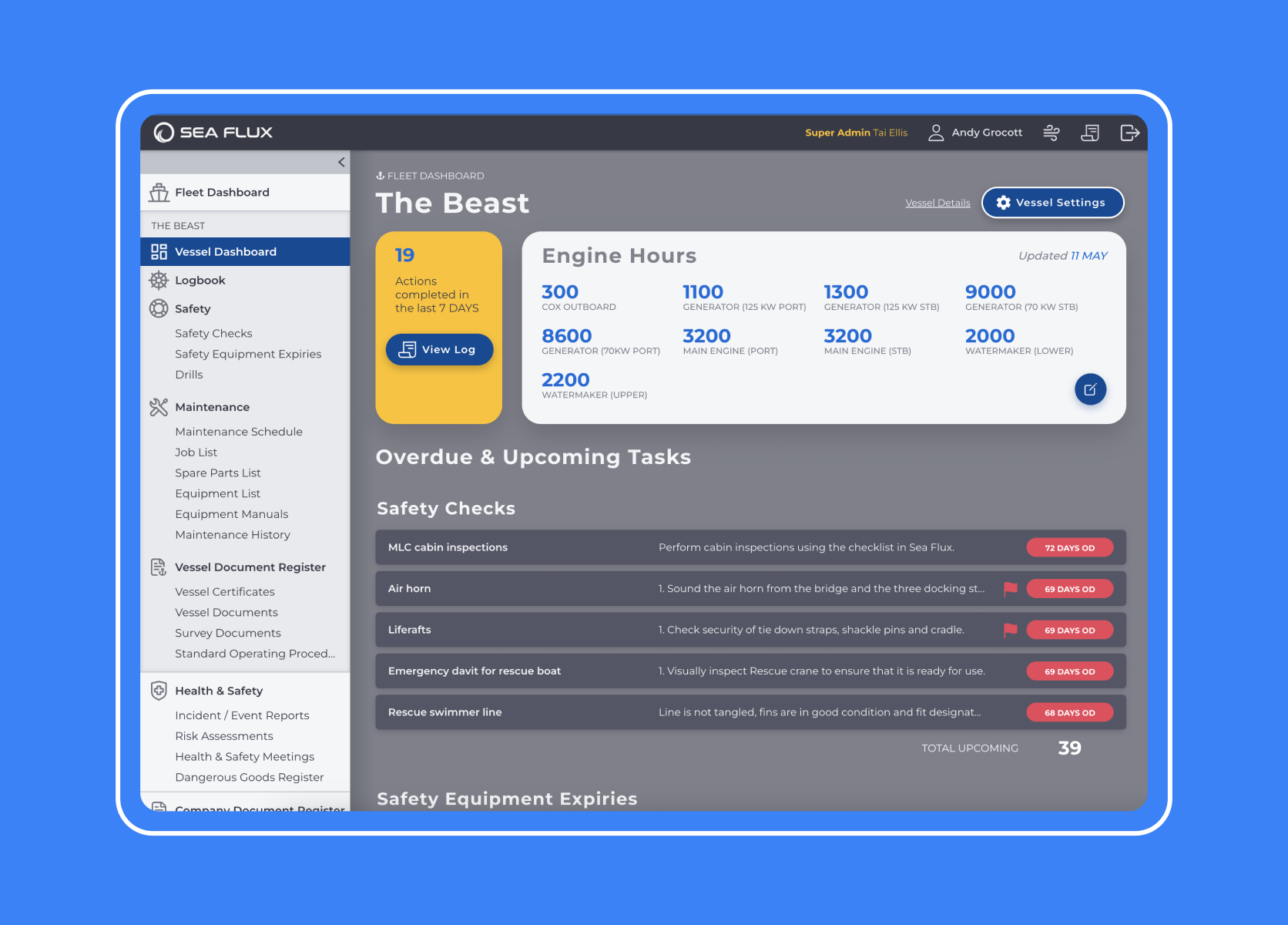 Sea-Flux vessel management platform interface