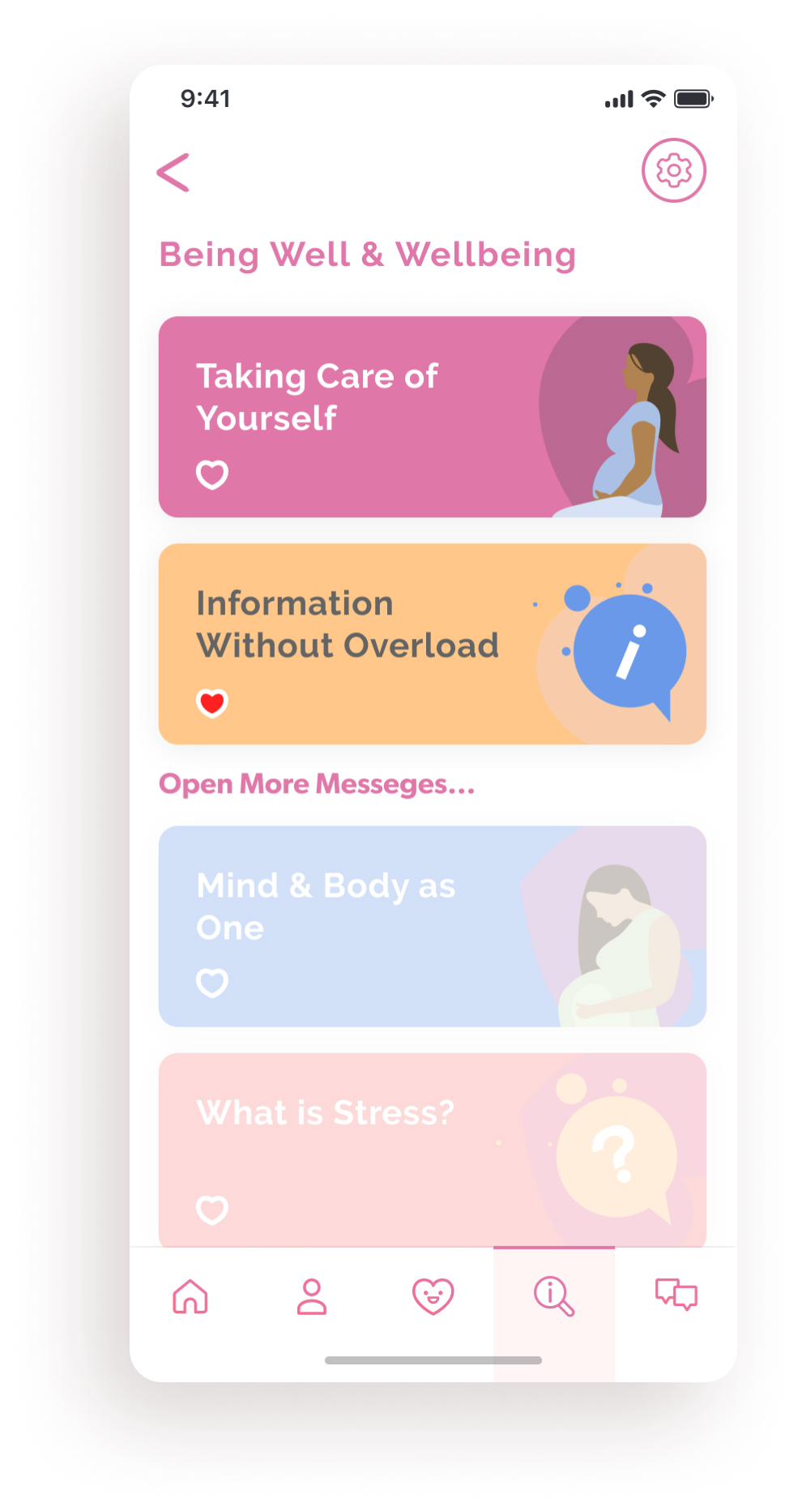 Positively Pregnant dashboard — activity tracking and wellness features