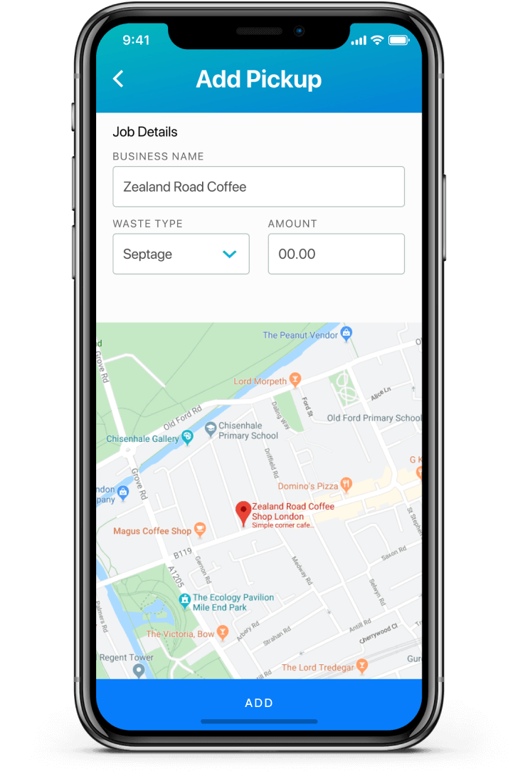 LoadHawk app screens — waste pickup logging and truck tracking
