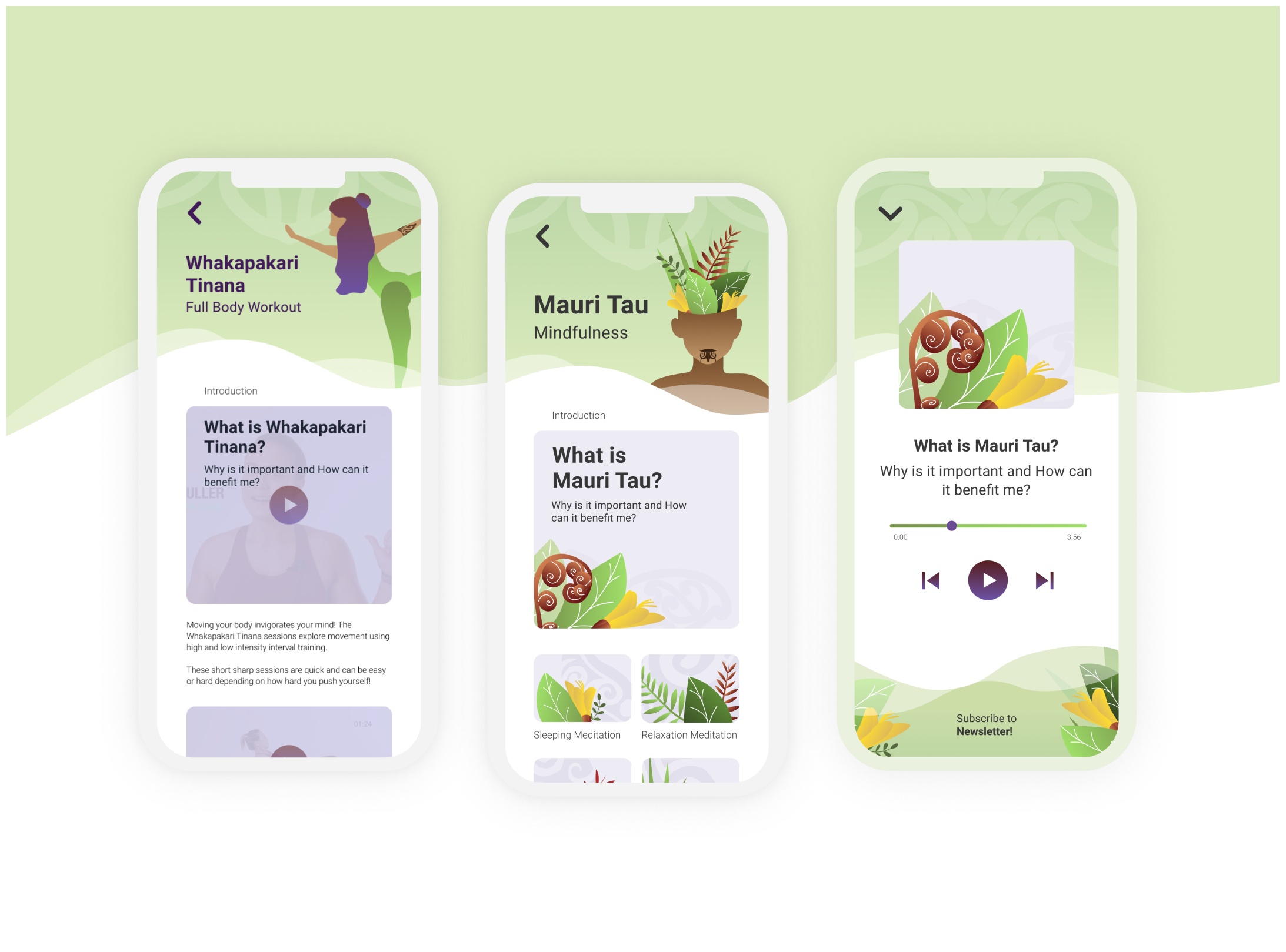 Oho Mauri app screens overview