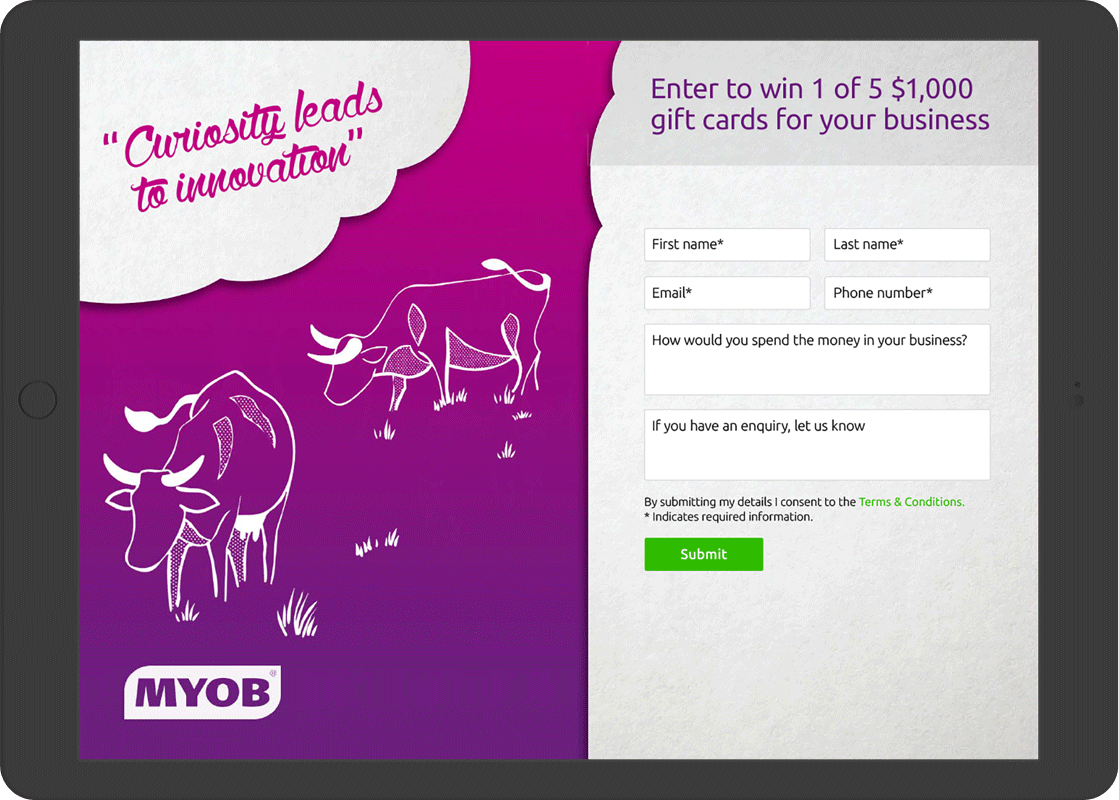 MYOB kiosk app running on iPad